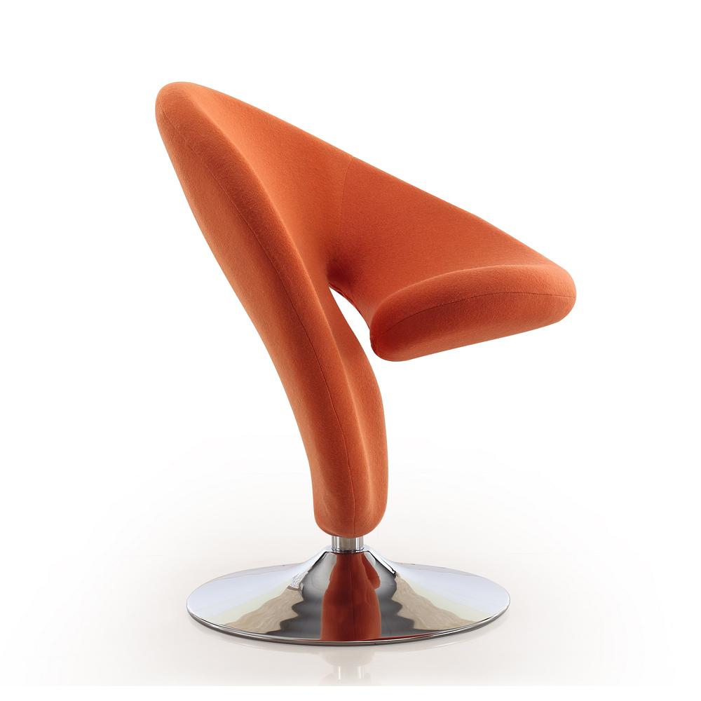 Curl Swivel Accent Chair in Orange and Polished Chrome. Picture 5