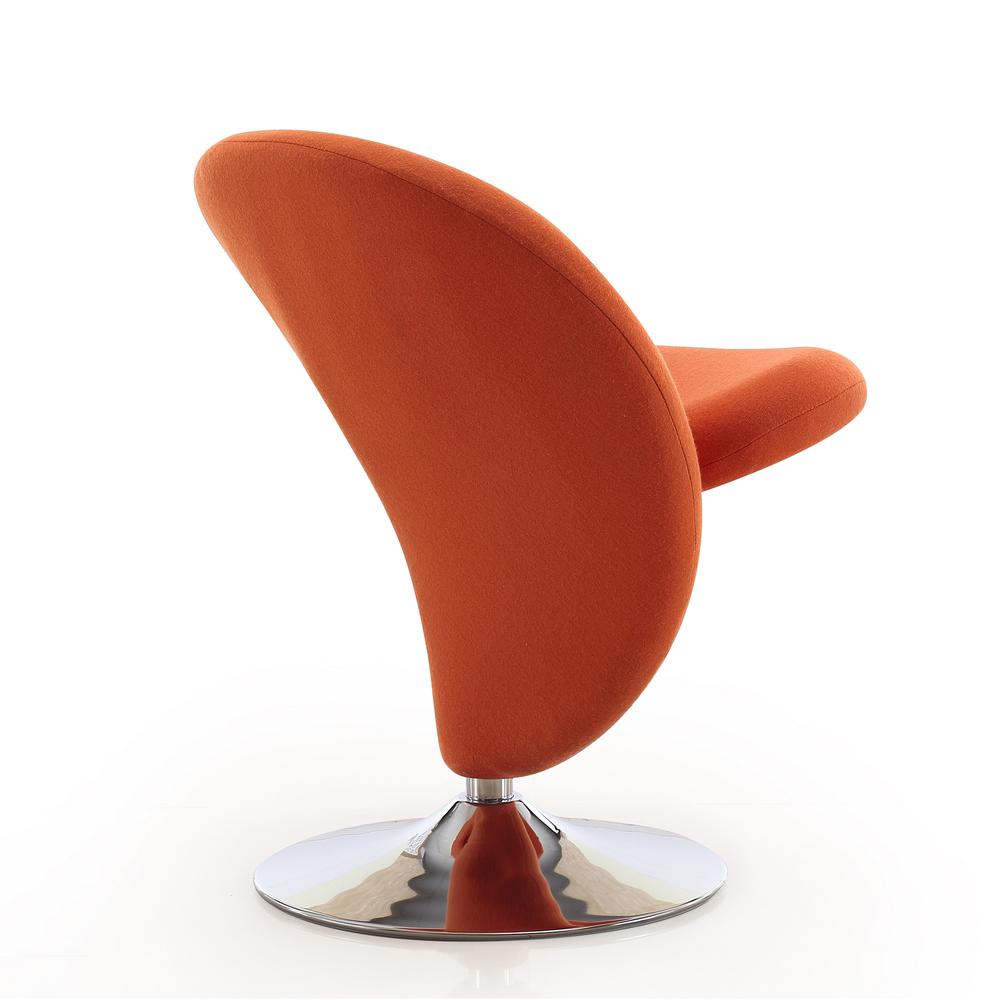 Curl Swivel Accent Chair in Orange and Polished Chrome. Picture 6