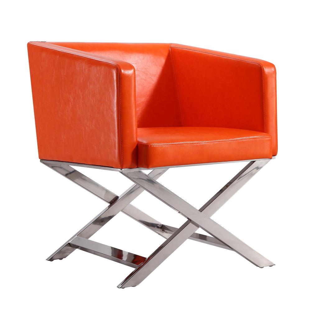 Hollywood Lounge Accent Chair in Orange and Polished Chrome. Picture 2