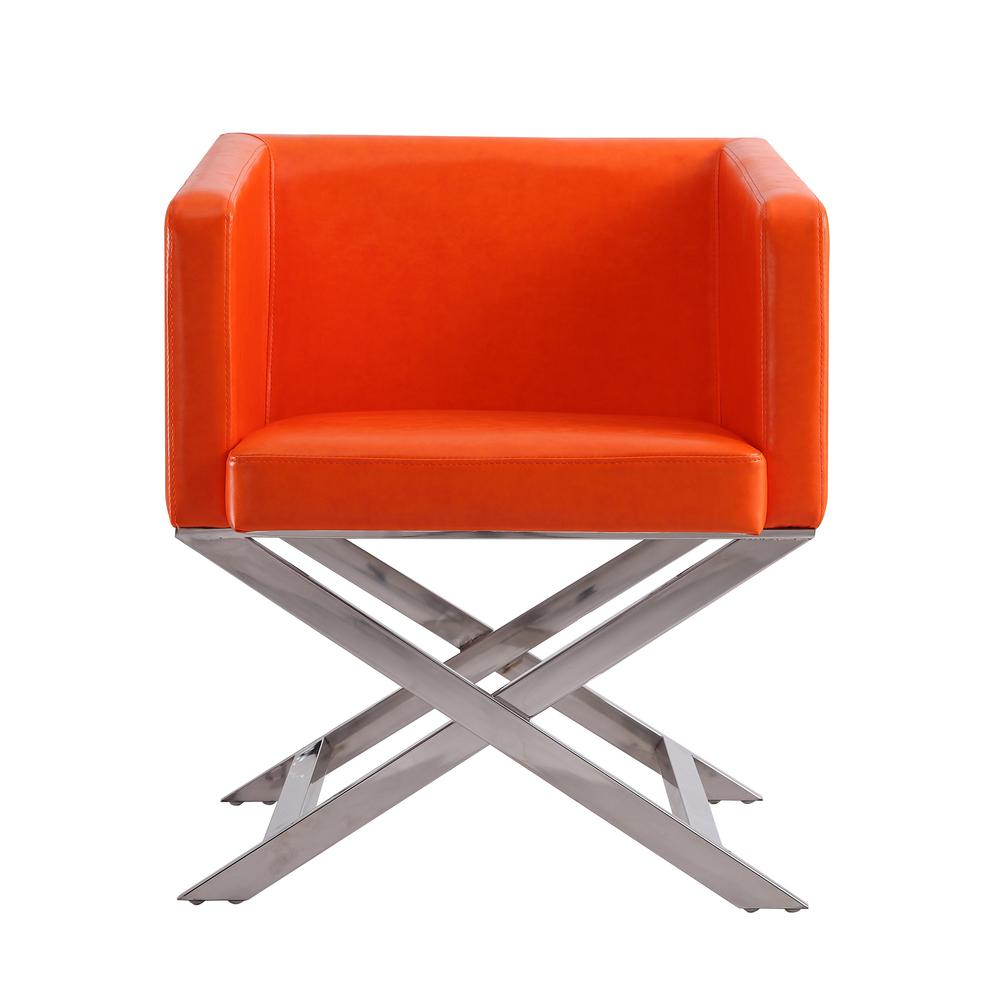 Hollywood Lounge Accent Chair in Orange and Polished Chrome. Picture 4