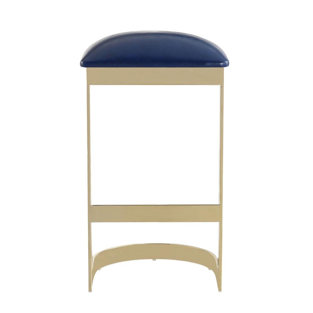 Aura Bar Stool in Blue and Polished Brass. Picture 4