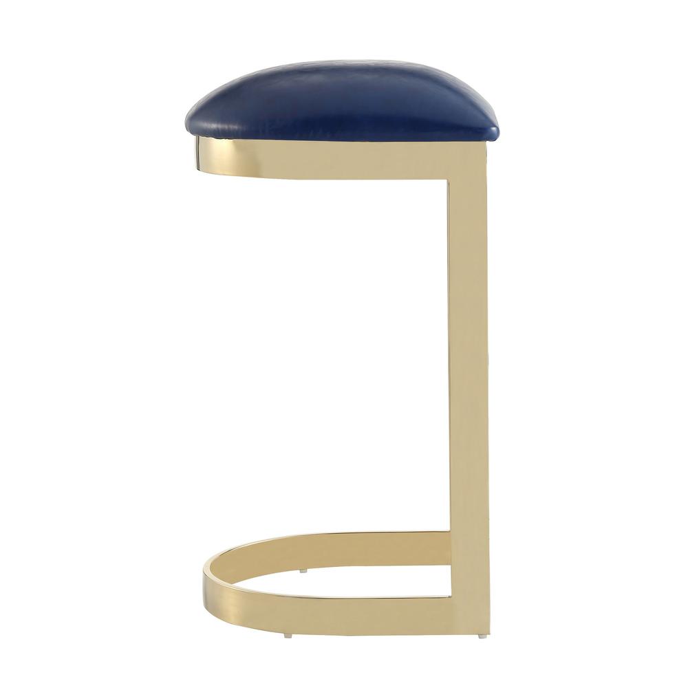 Aura Bar Stool in Blue and Polished Brass. Picture 5