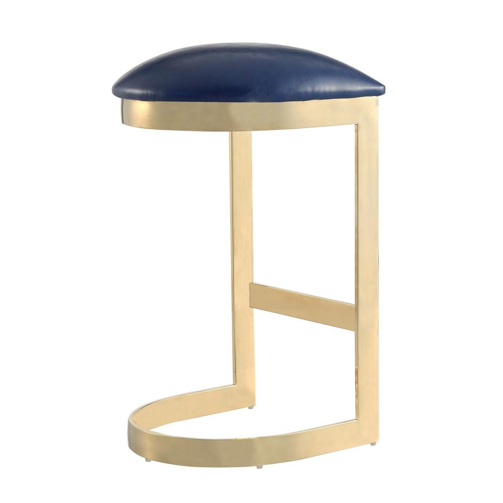 Aura Bar Stool in Blue and Polished Brass. Picture 6