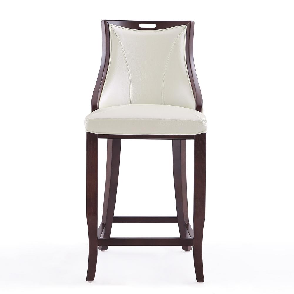 Emperor Bar Stool in Pearl White and Walnut. Picture 5