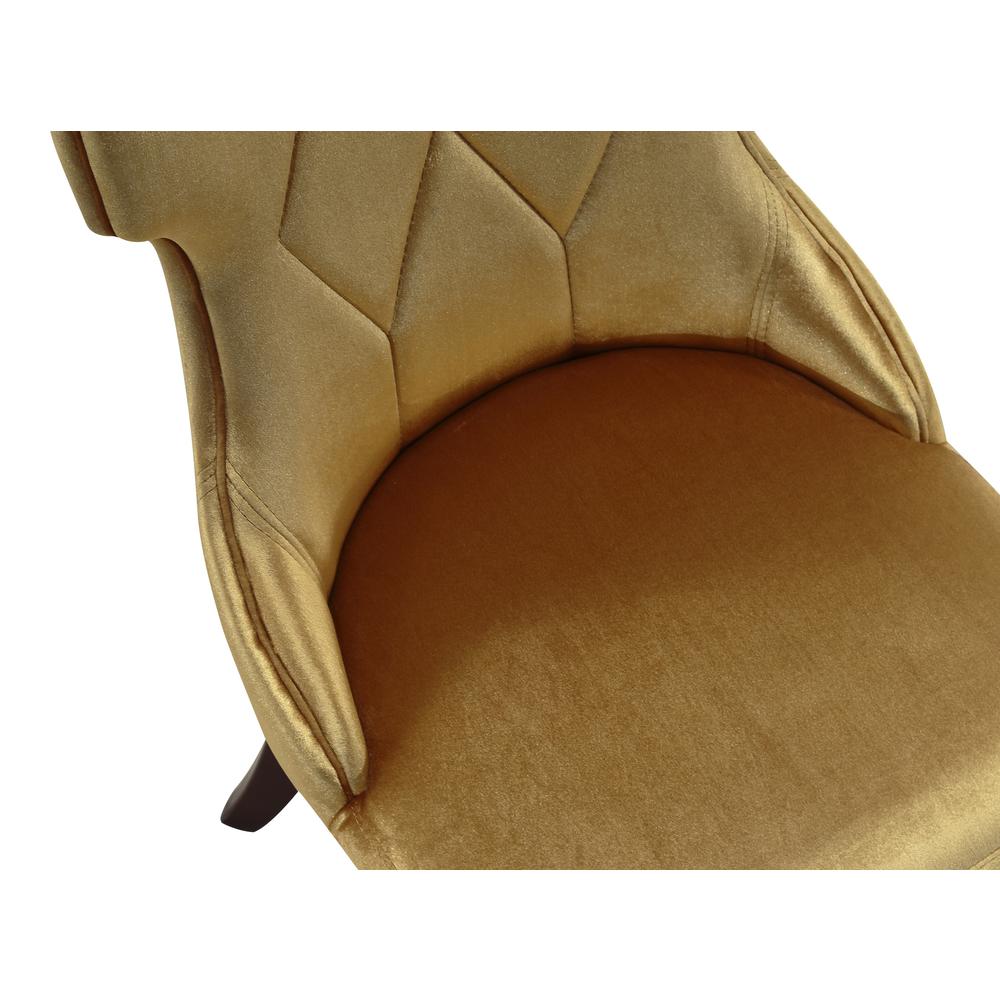 Reine Velvet Dining Chair (Set of Two) in Antique Gold and Walnut. Picture 8