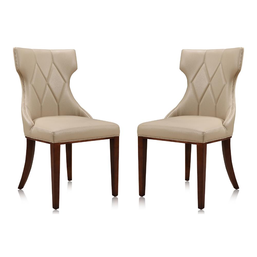 Reine Faux Leather Dining Chair (Set of Two) in Cream and Walnut. The main picture.