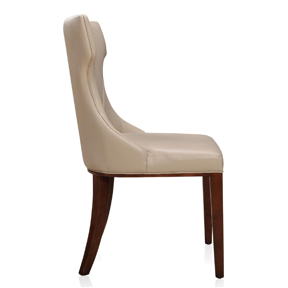 Reine Faux Leather Dining Chair (Set of Two) in Cream and Walnut. Picture 5