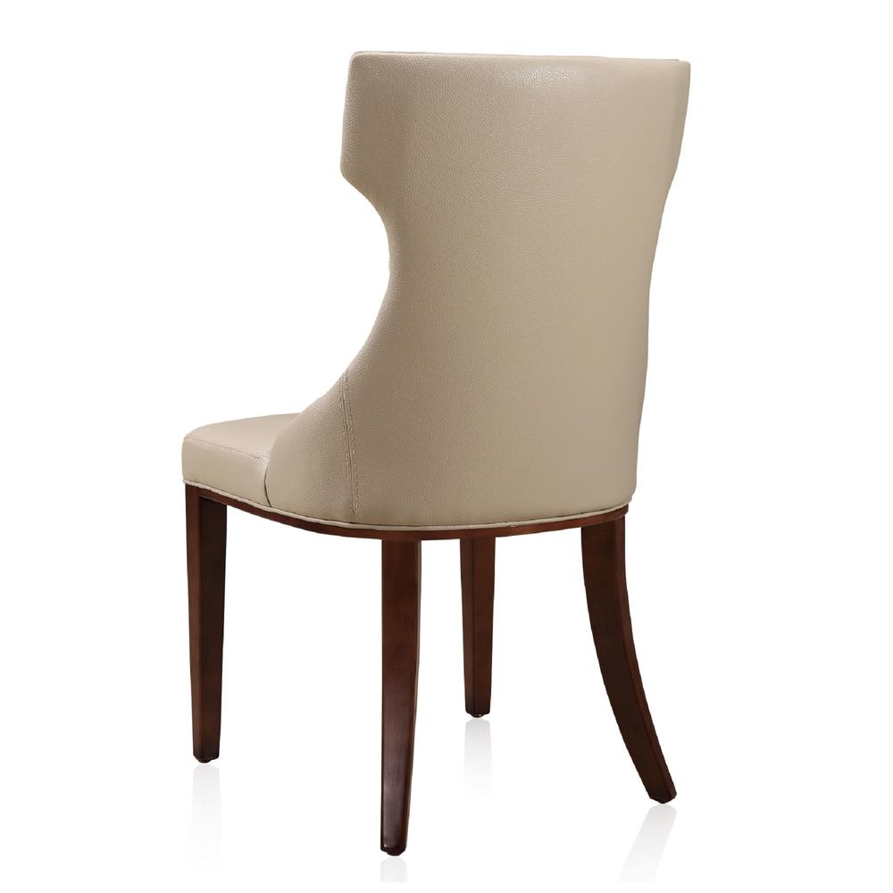 Reine Faux Leather Dining Chair (Set of Two) in Cream and Walnut. Picture 6