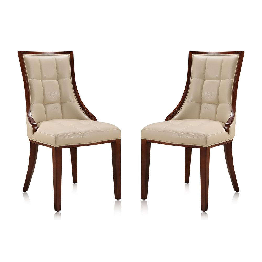 Fifth Avenue Faux Leather Dining Chair (Set of Two) in Cream and Walnut. The main picture.