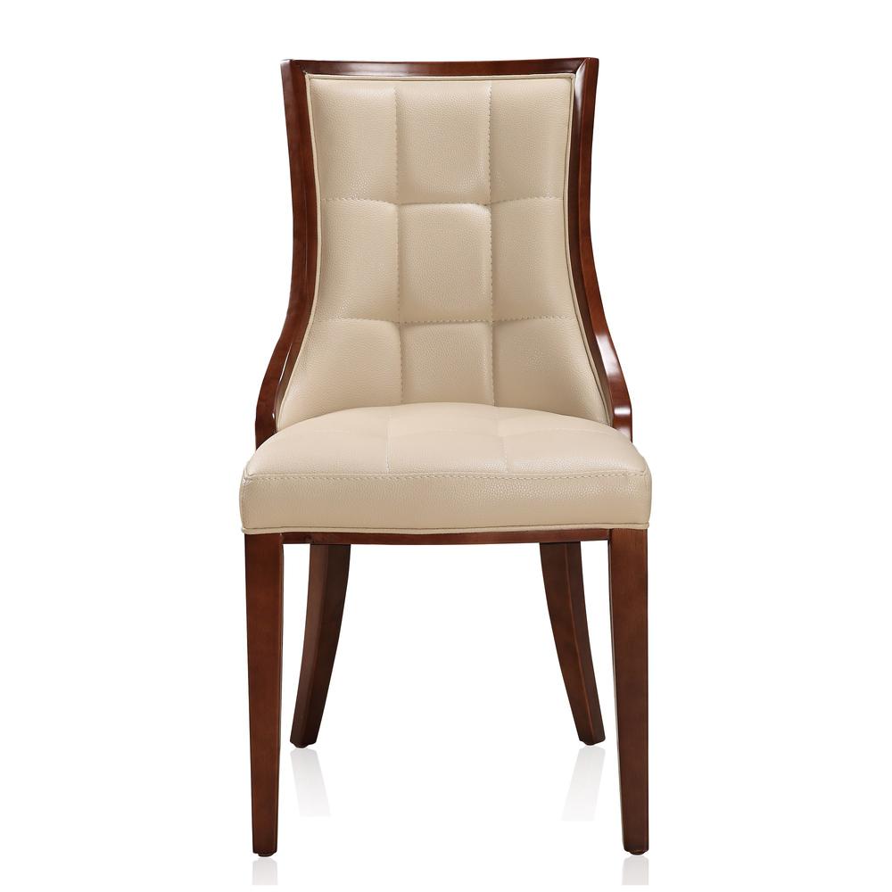 Fifth Avenue Faux Leather Dining Chair (Set of Two) in Cream and Walnut. Picture 3