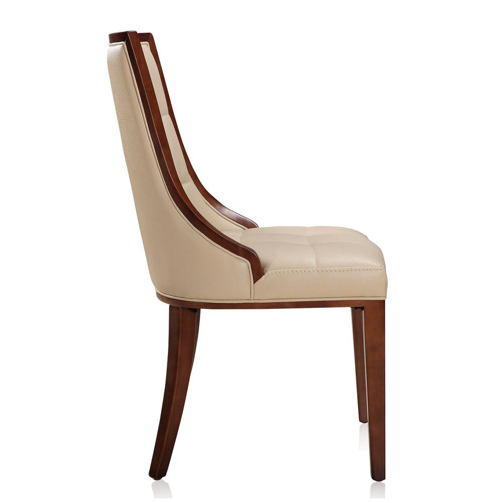 Fifth Avenue Faux Leather Dining Chair (Set of Two) in Cream and Walnut. Picture 5