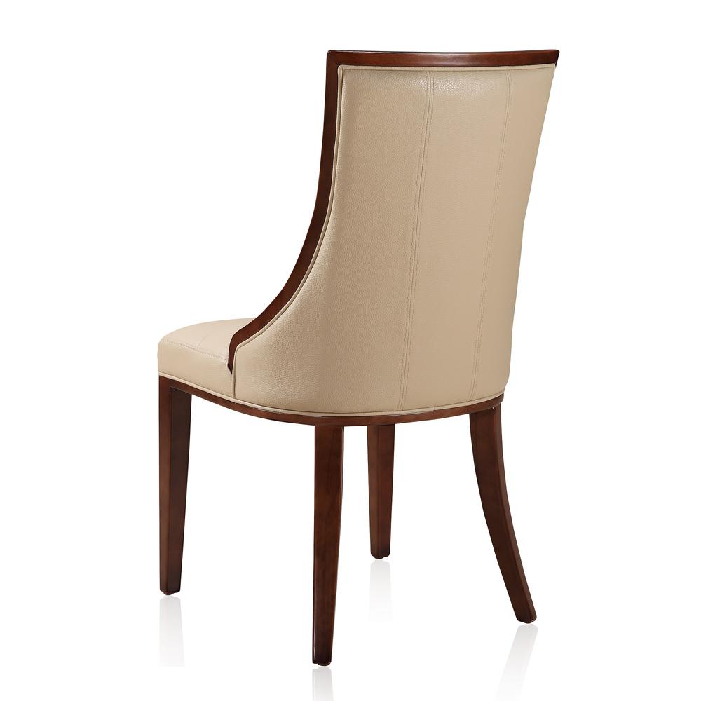 Fifth Avenue Faux Leather Dining Chair (Set of Two) in Cream and Walnut. Picture 6