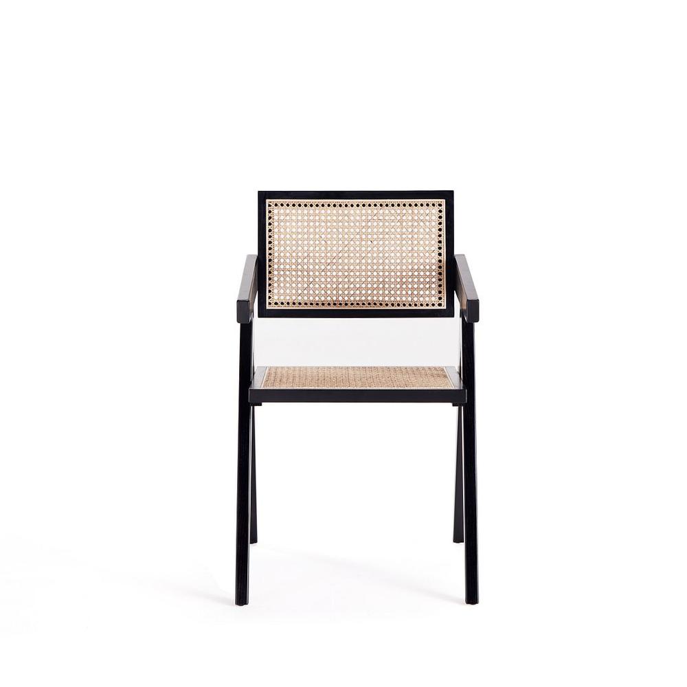 Hamlet Dining Arm Chair in Black and Natural Cane. Picture 4