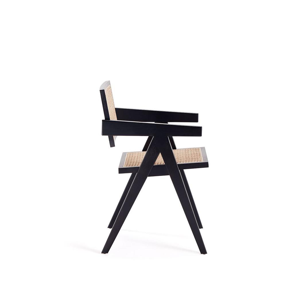 Hamlet Dining Arm Chair in Black and Natural Cane. Picture 5