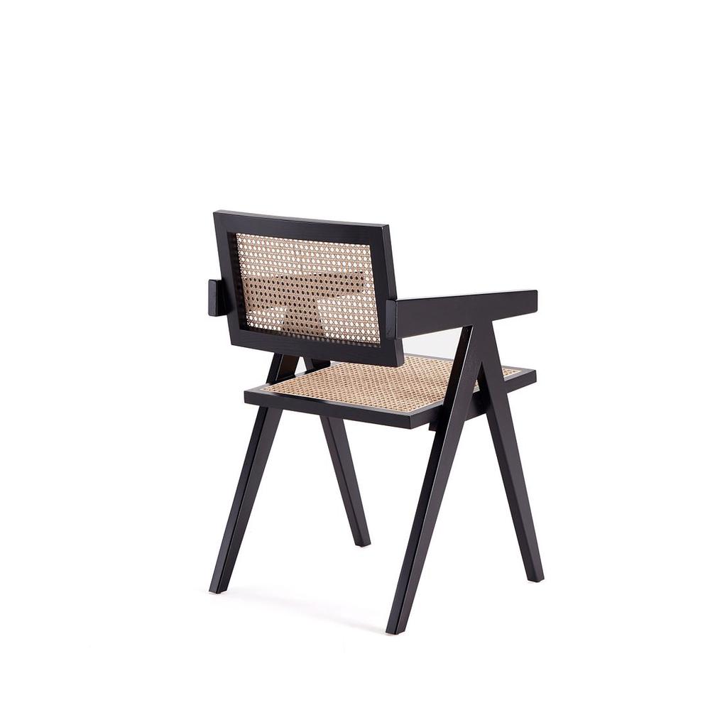 Hamlet Dining Arm Chair in Black and Natural Cane. Picture 6