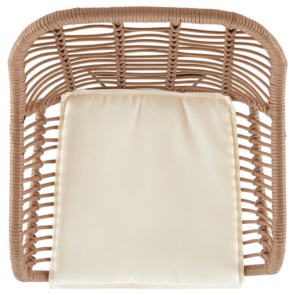 Antibes 1.0 Steel Rattan 3-Piece Patio Conversation Set with Cushions in Cream. Picture 6