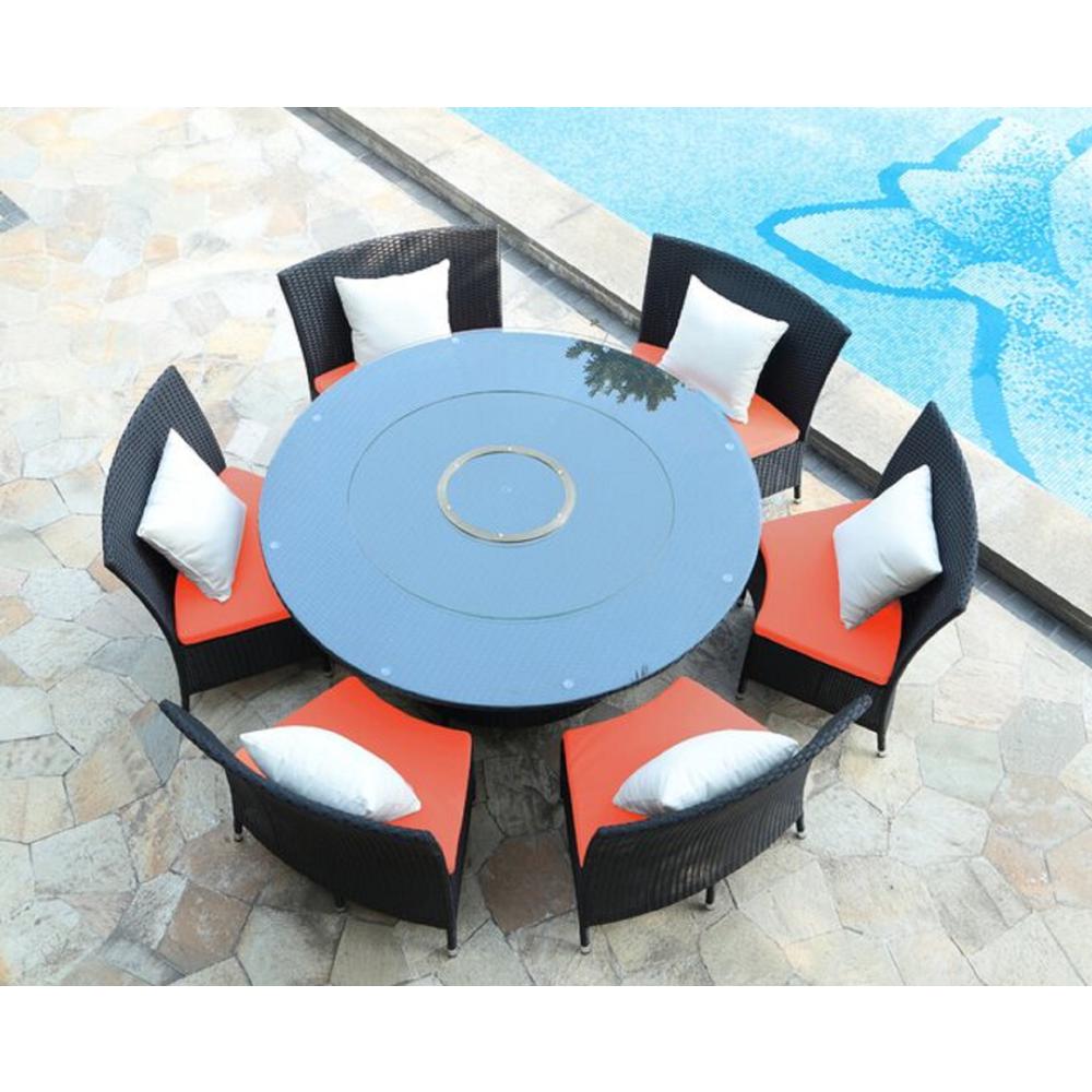 Nightingdale 7-Piece Outdoor Dining Set in Orange, White and Black. The main picture.