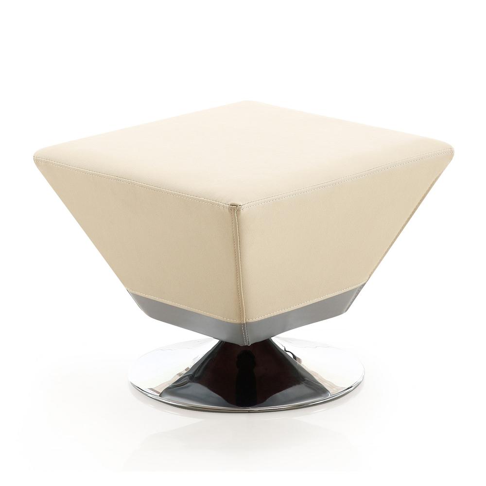 Diamond Swivel Ottoman in Tan and Polished Chrome. The main picture.