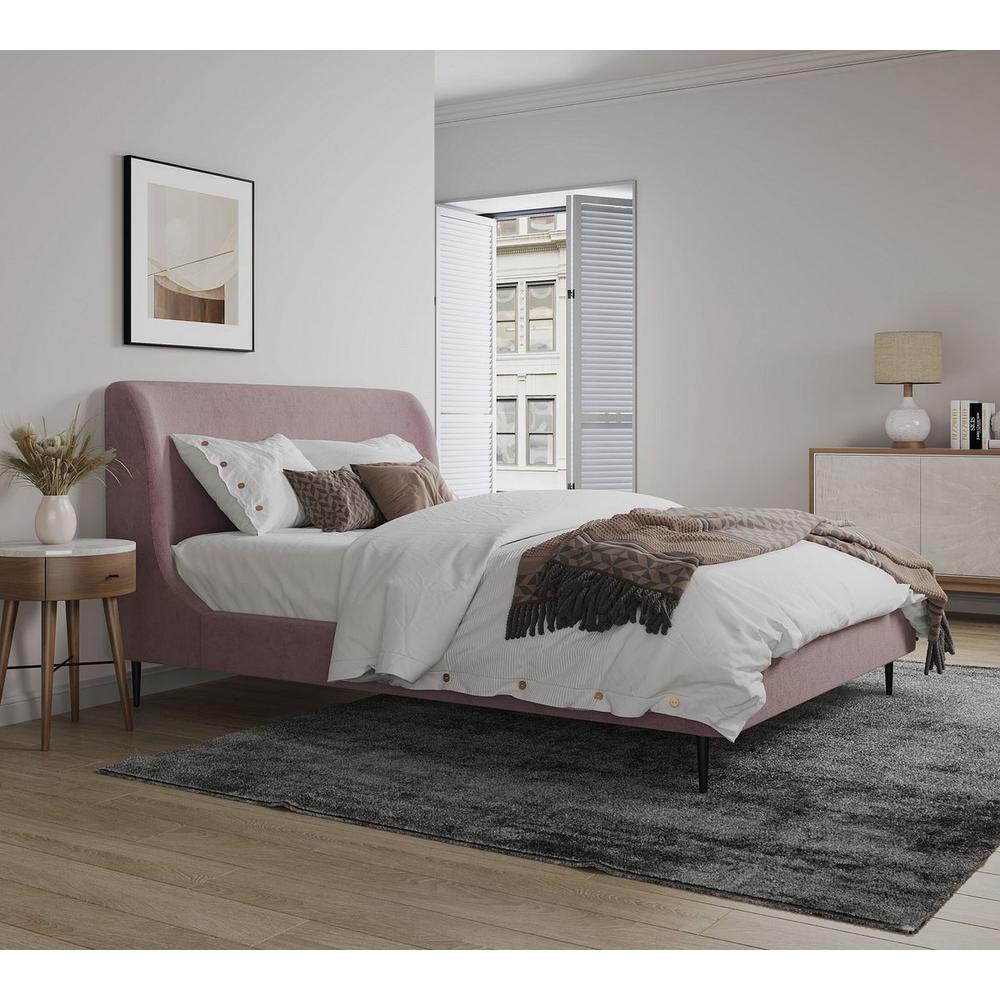 Heather Queen Bed in Velvet Blush and Black Legs. Picture 2