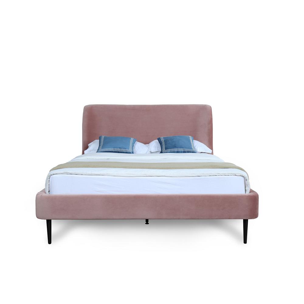 Heather Queen Bed in Velvet Blush and Black Legs. Picture 4