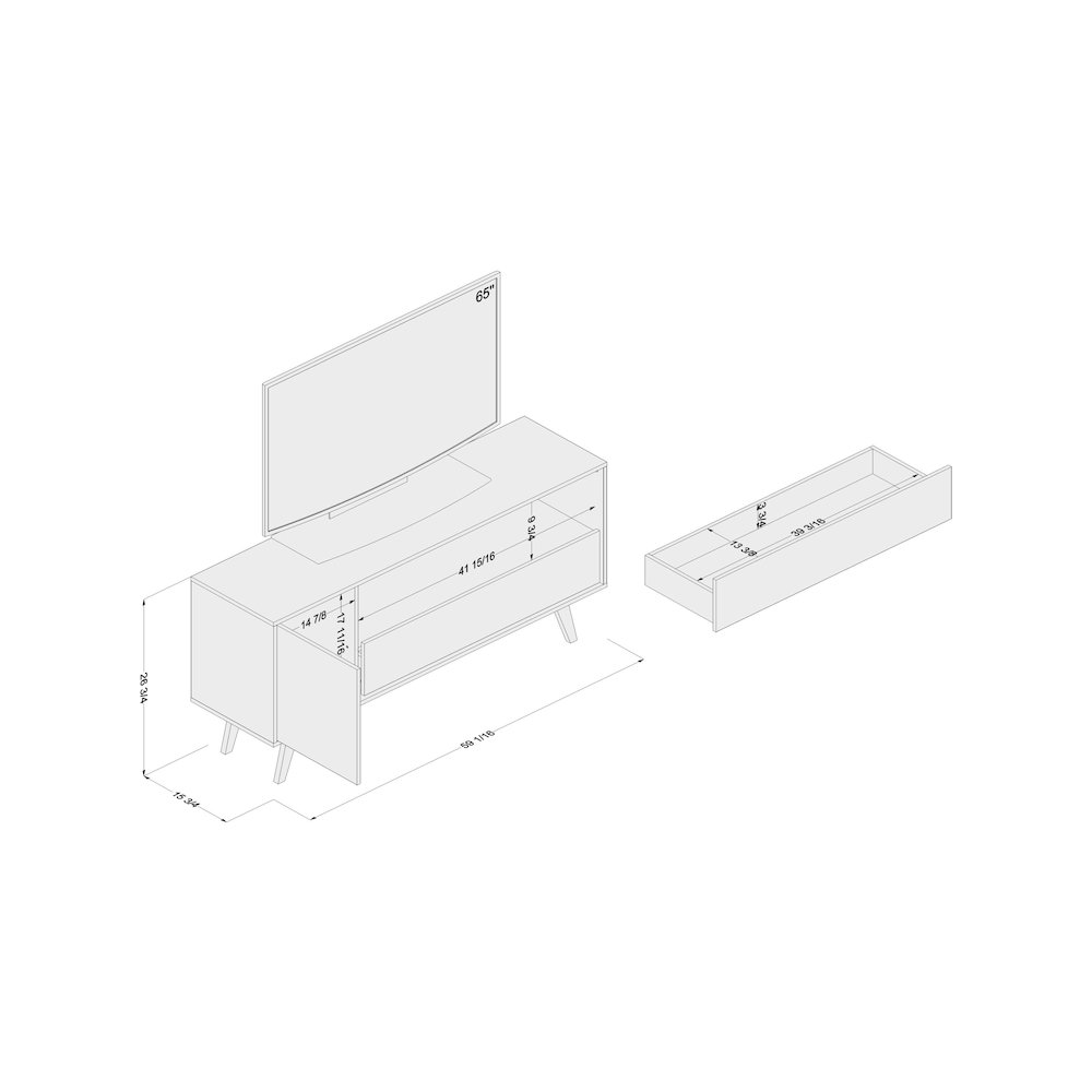 Polifurniture Porto Seguro TV Stand for TVs up to 65”, White & Walnut. Picture 13