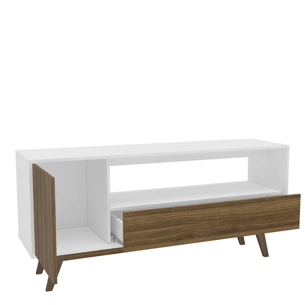 Polifurniture Porto Seguro TV Stand for TVs up to 65”, White & Walnut. Picture 10