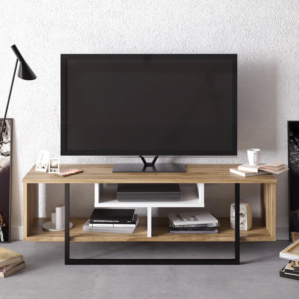 Asal 47'' Tv Stand - Oud Oak & White. Picture 2