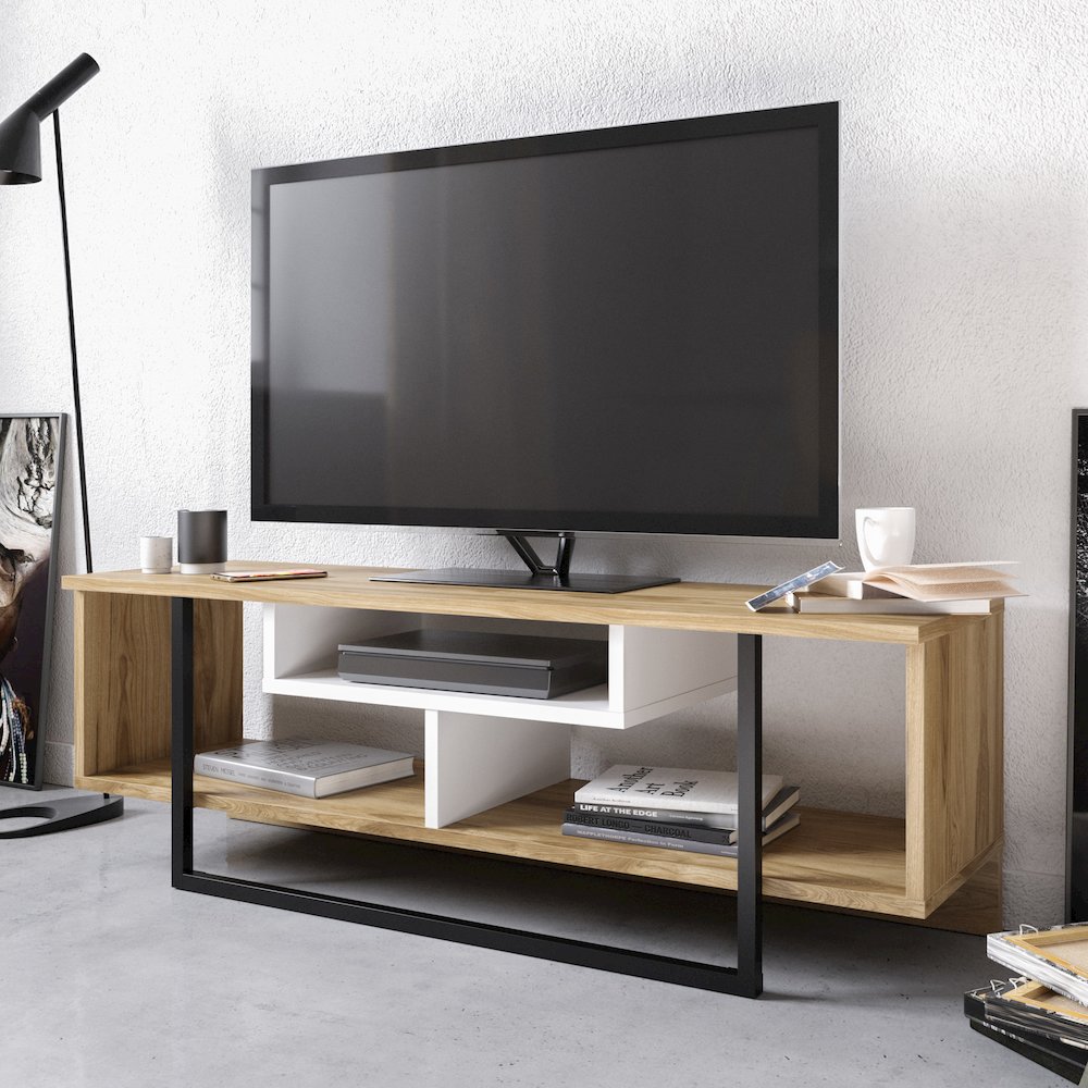 Asal 47'' Tv Stand - Oud Oak & White. Picture 3