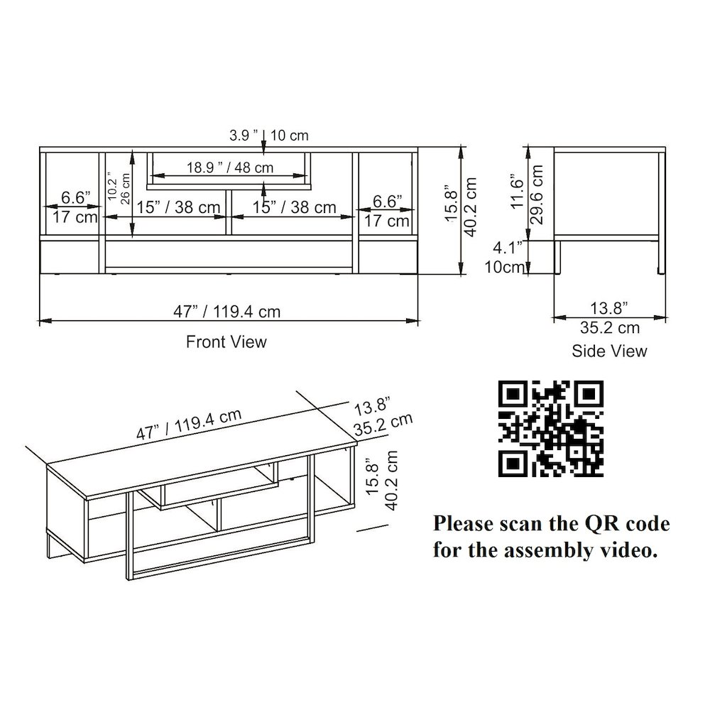 Asal 47'' Tv Stand - Oud Oak & White. Picture 4