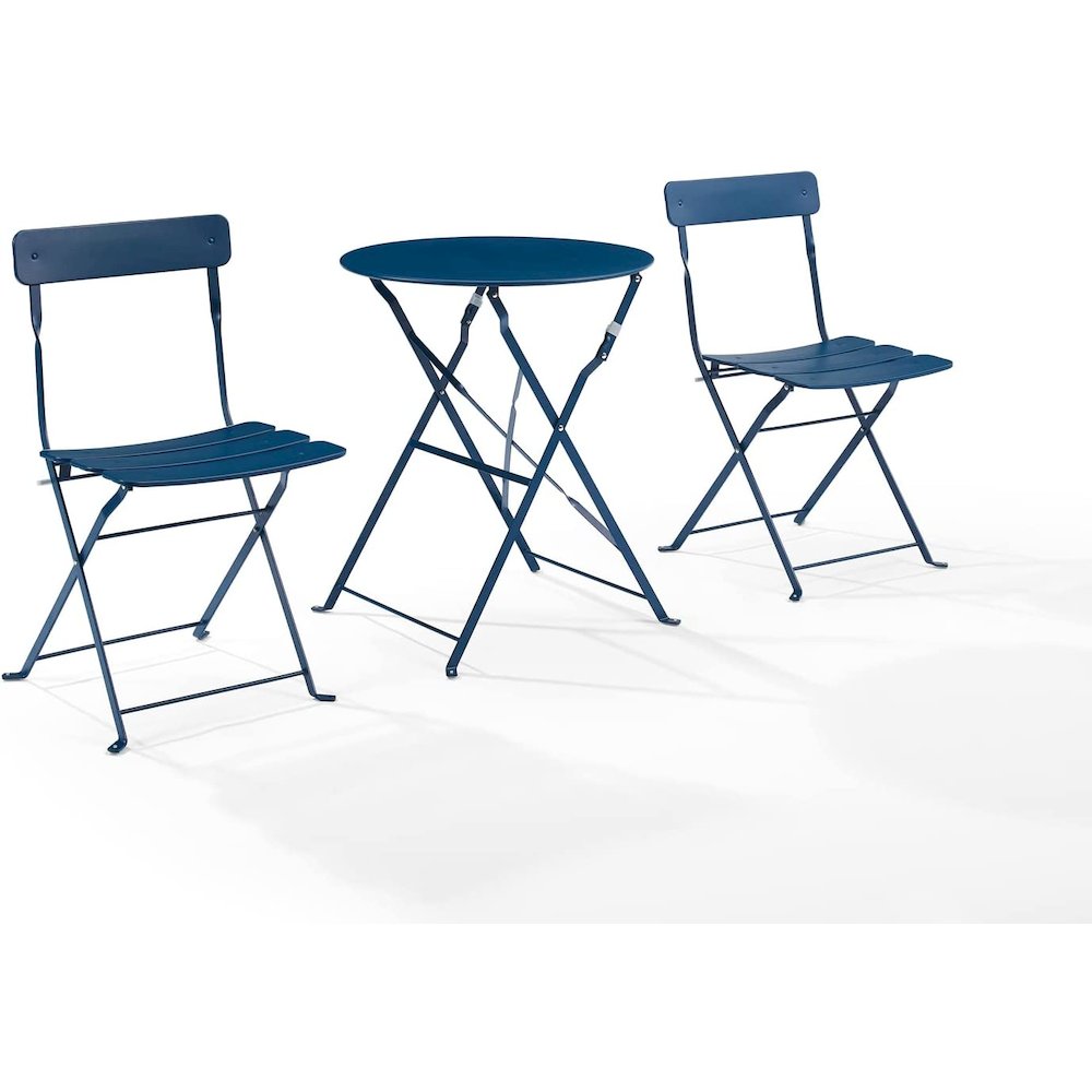 Karlee 3Pc Indoor/Outdoor Metal Bistro Set Navy - Bistro Table & 2 Chairs. Picture 1