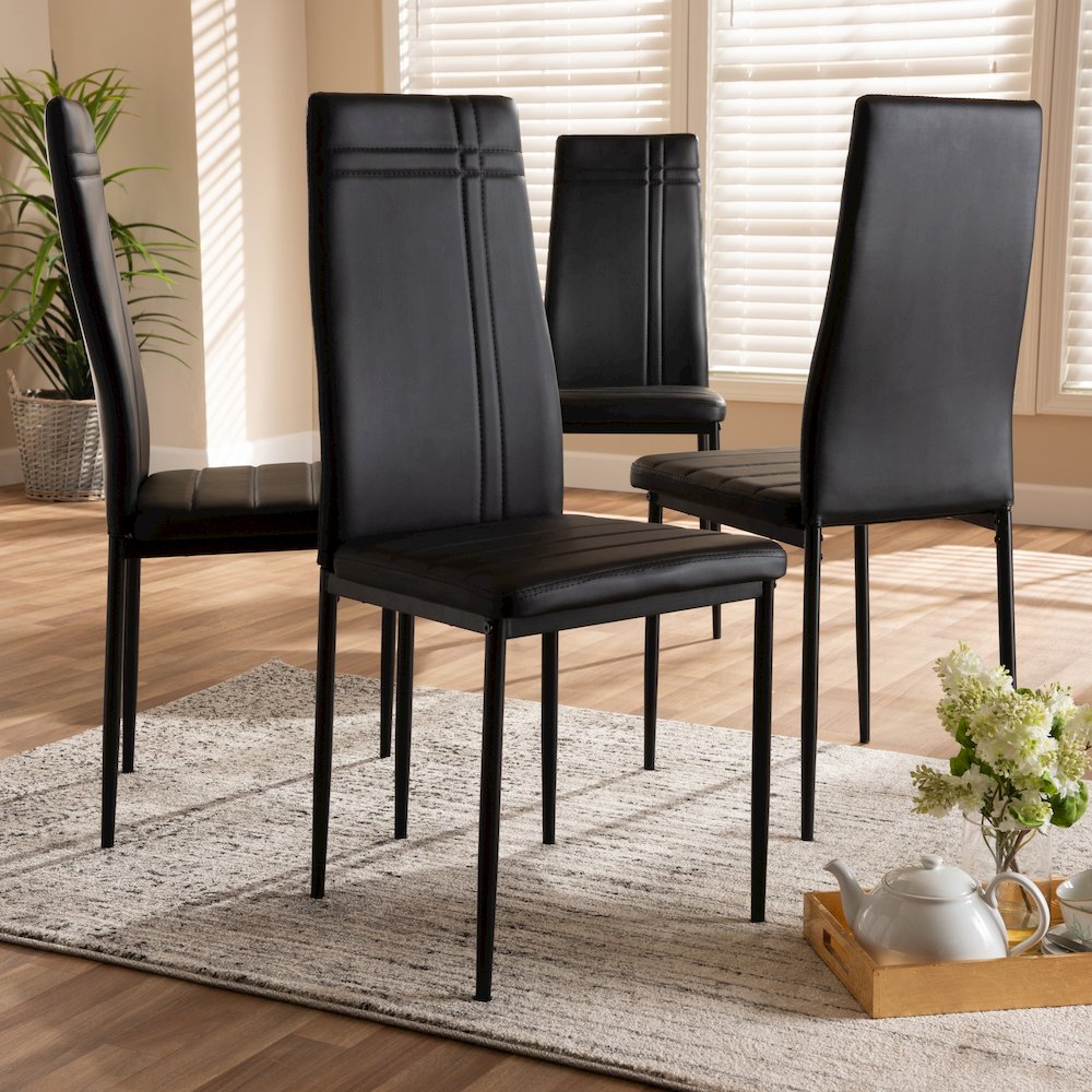 Matiese Modern and Contemporary Black Faux Leather Upholstered Dining Chair (Set of 4). Picture 5