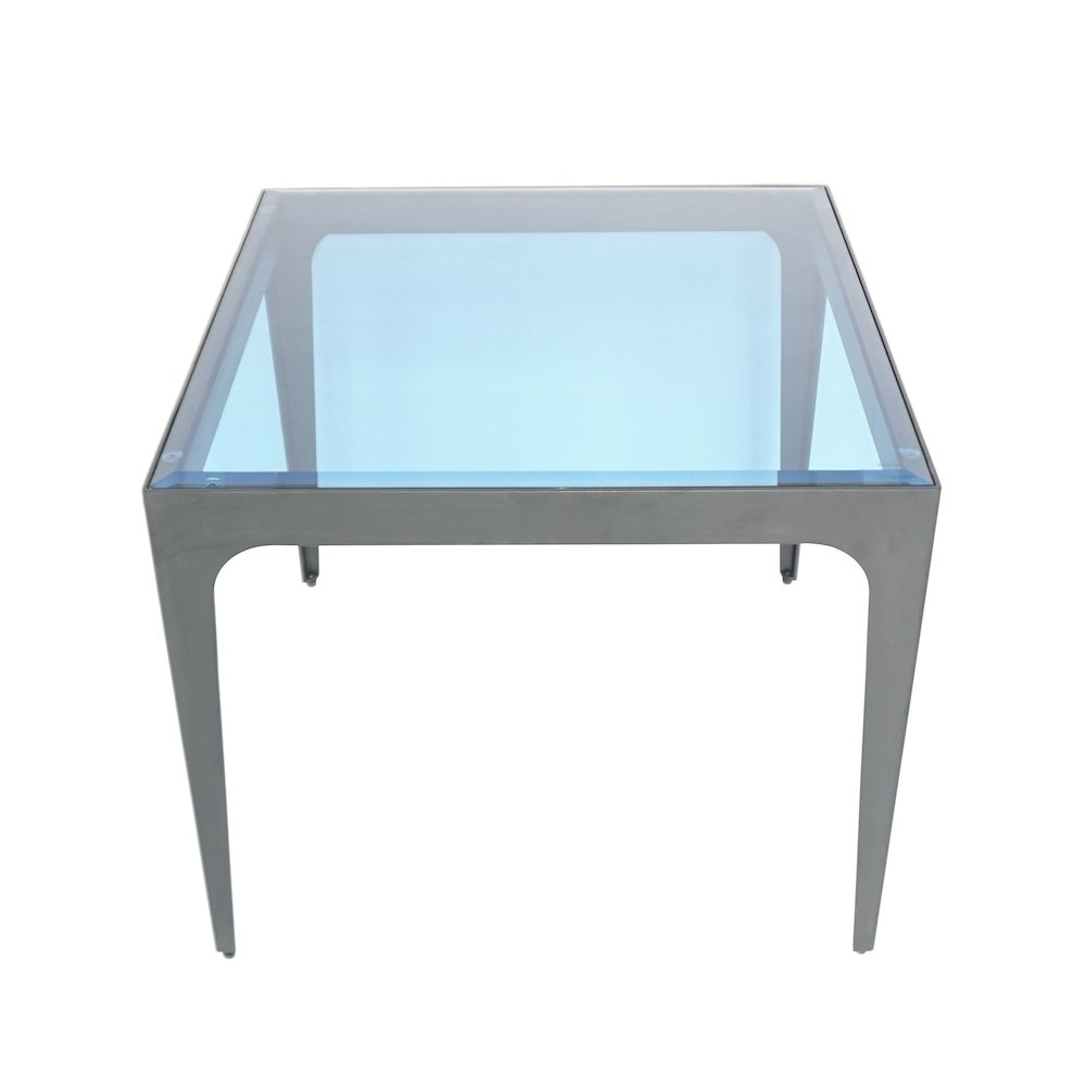 Dynasty End Table Ocean Blue Glass top. Picture 1