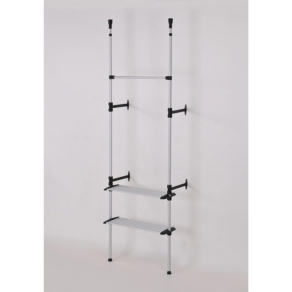 Simple Modern 2 Tier Telescopic Clothes Rack. Picture 1