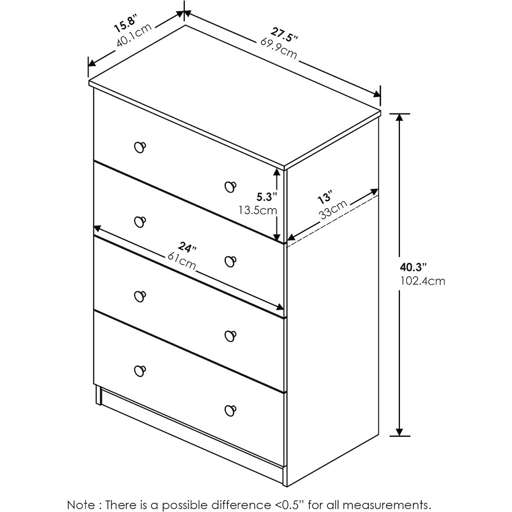 Furinno Tidur Simple Design 4-Drawer Dresser, Americano. Picture 5