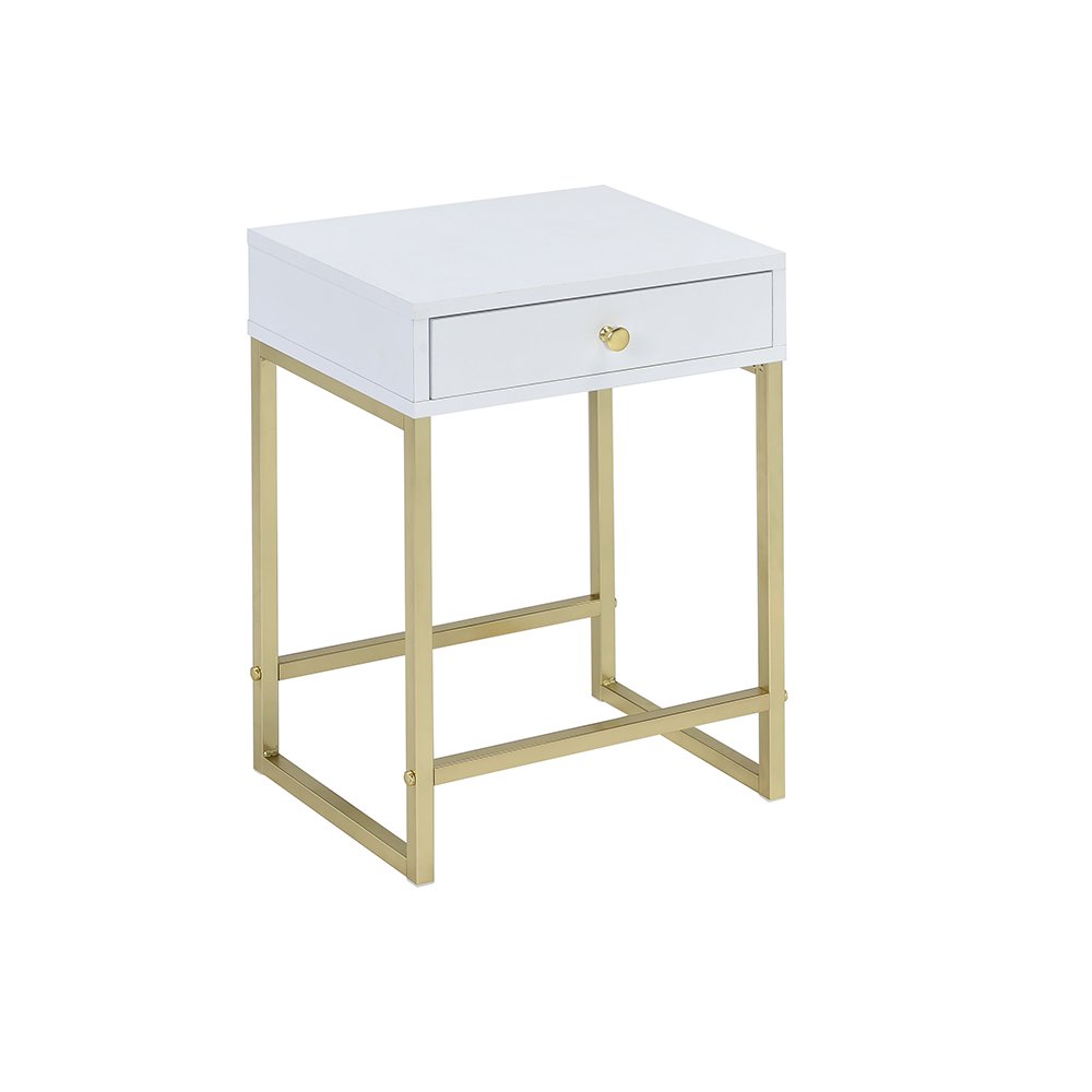 Coleen Side Table, White & Brass. The main picture.