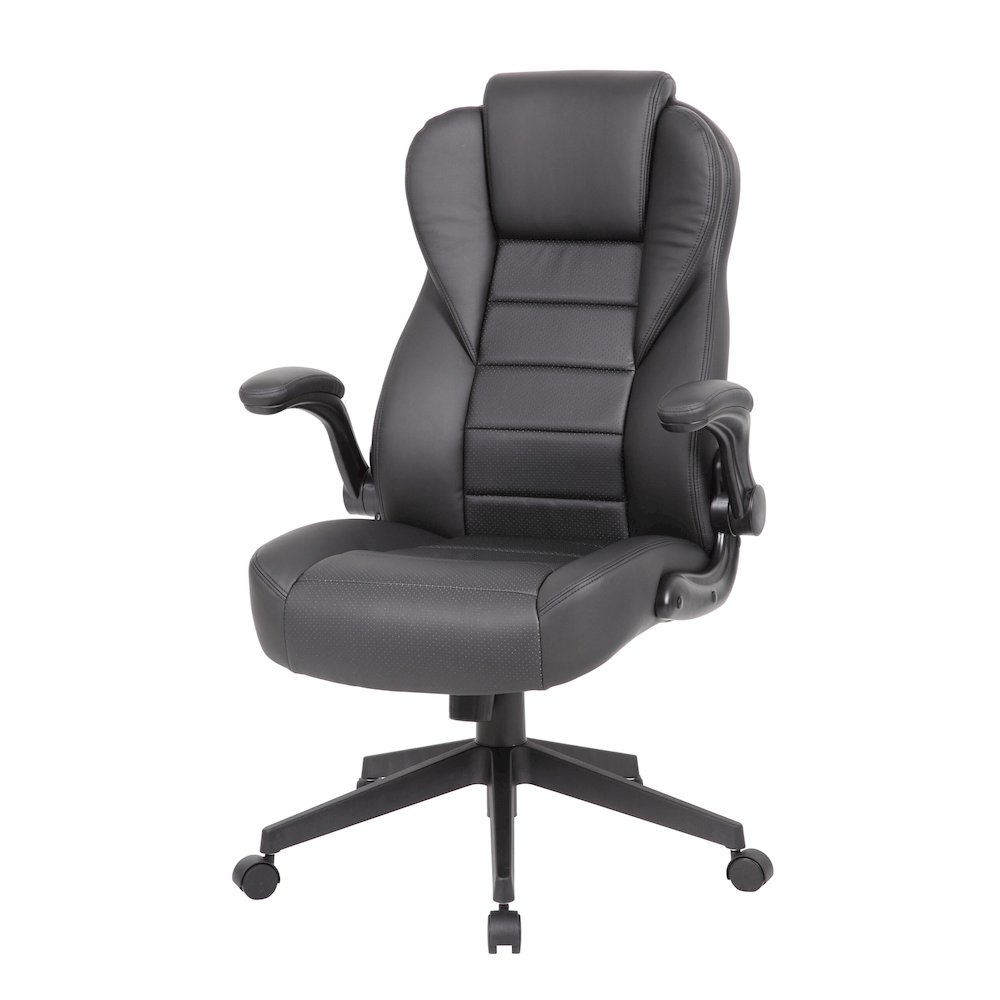 Boss Executive High Back CaressoftPlus Flip Arm Chair. Picture 3