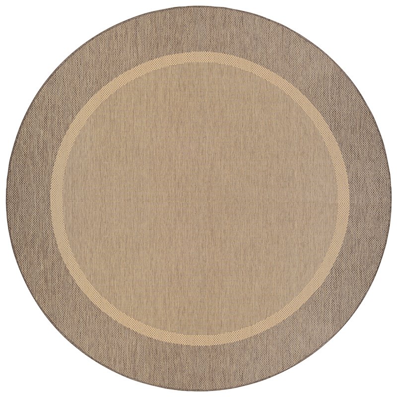 Stria Texture Area Rug, Natural/Coffee ,Round, 8'6" x 8'6". The main picture.