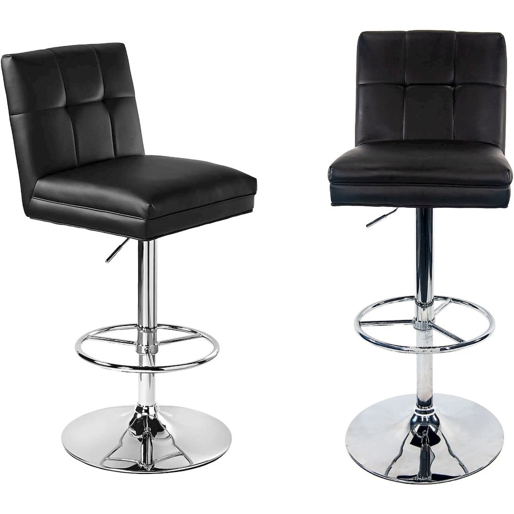Sloan Adjustable Faux Leather Swivel Bar Stools - Set of 2. Picture 1