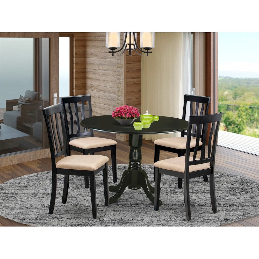 DLAN5-BLK-C 5 PC Table set - Dining Table and 4 Kitchen Dining Chairs. Picture 6