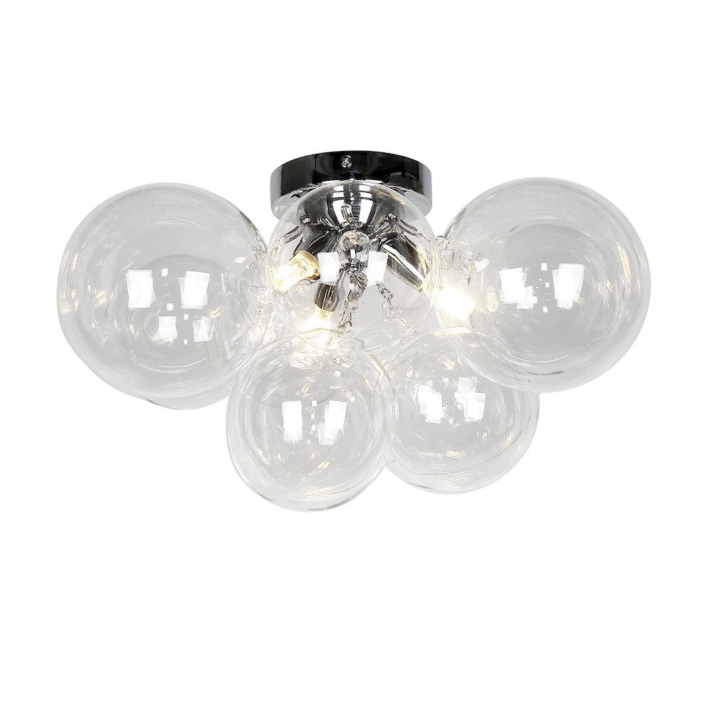 3 Light Flush Mount, Polished Chrome with Clear Glass. Picture 1