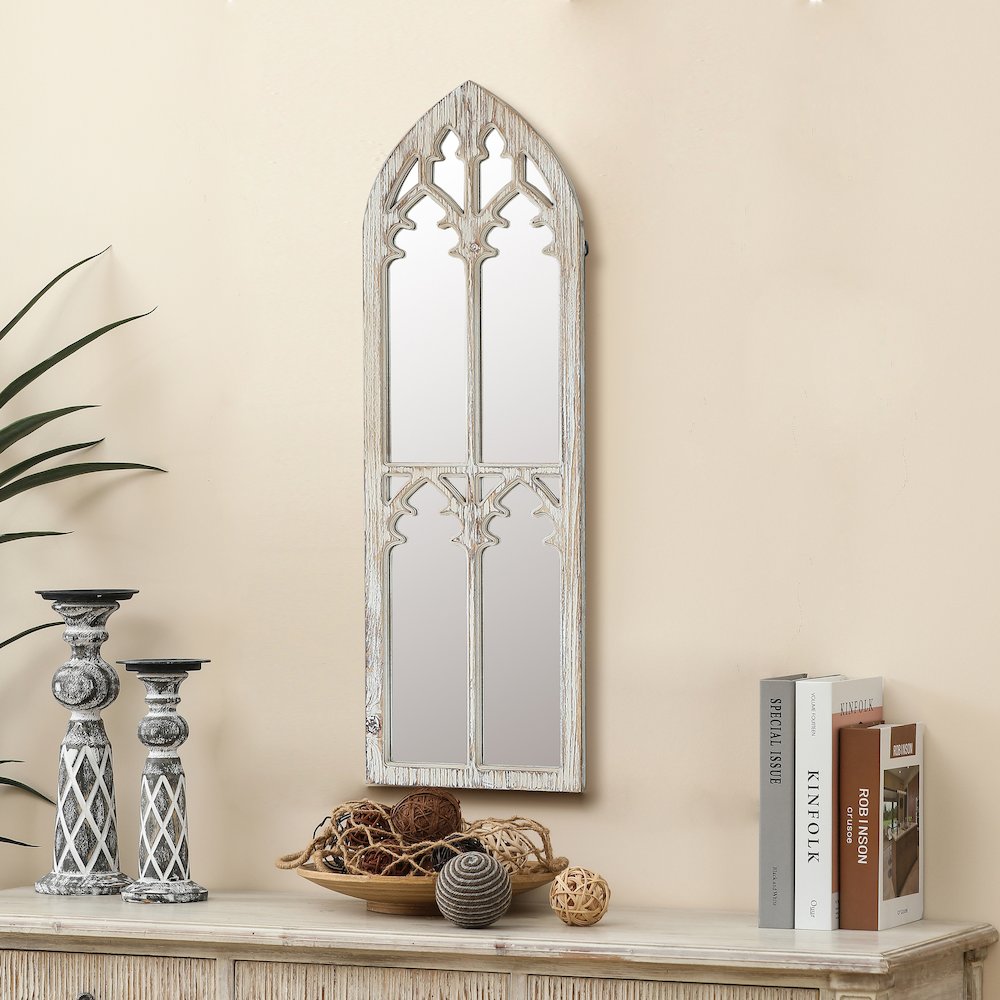 Wood Cathedral Framed Wall Mirror. Picture 2