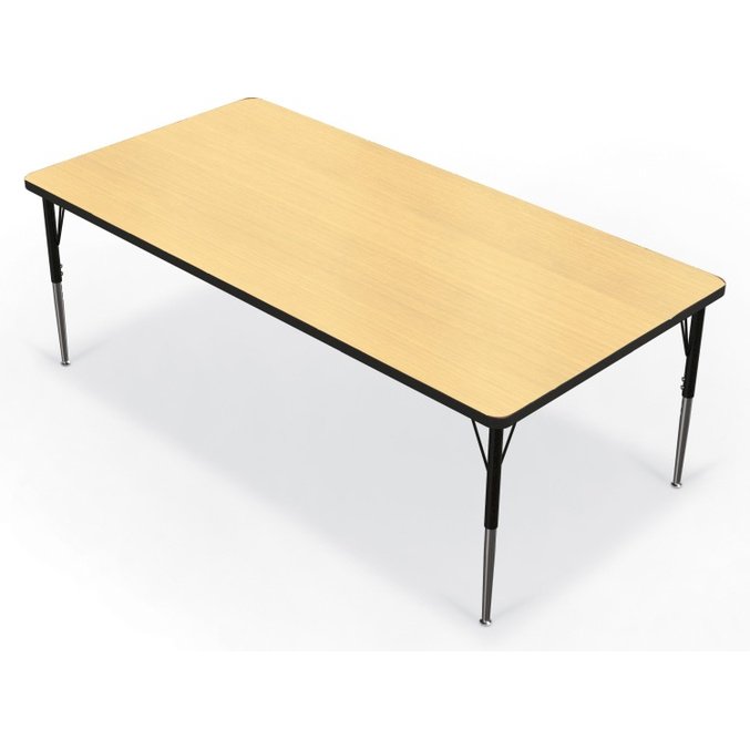 Activity Table - 36"X72" Rectangle - Fusion Maple Top Surface - Black Edgeband. Picture 1