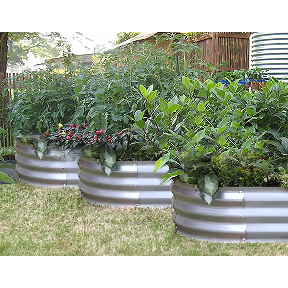 6’ x 3’ Oval Raised Galvanized Steel Garden Bed Planter. Picture 5