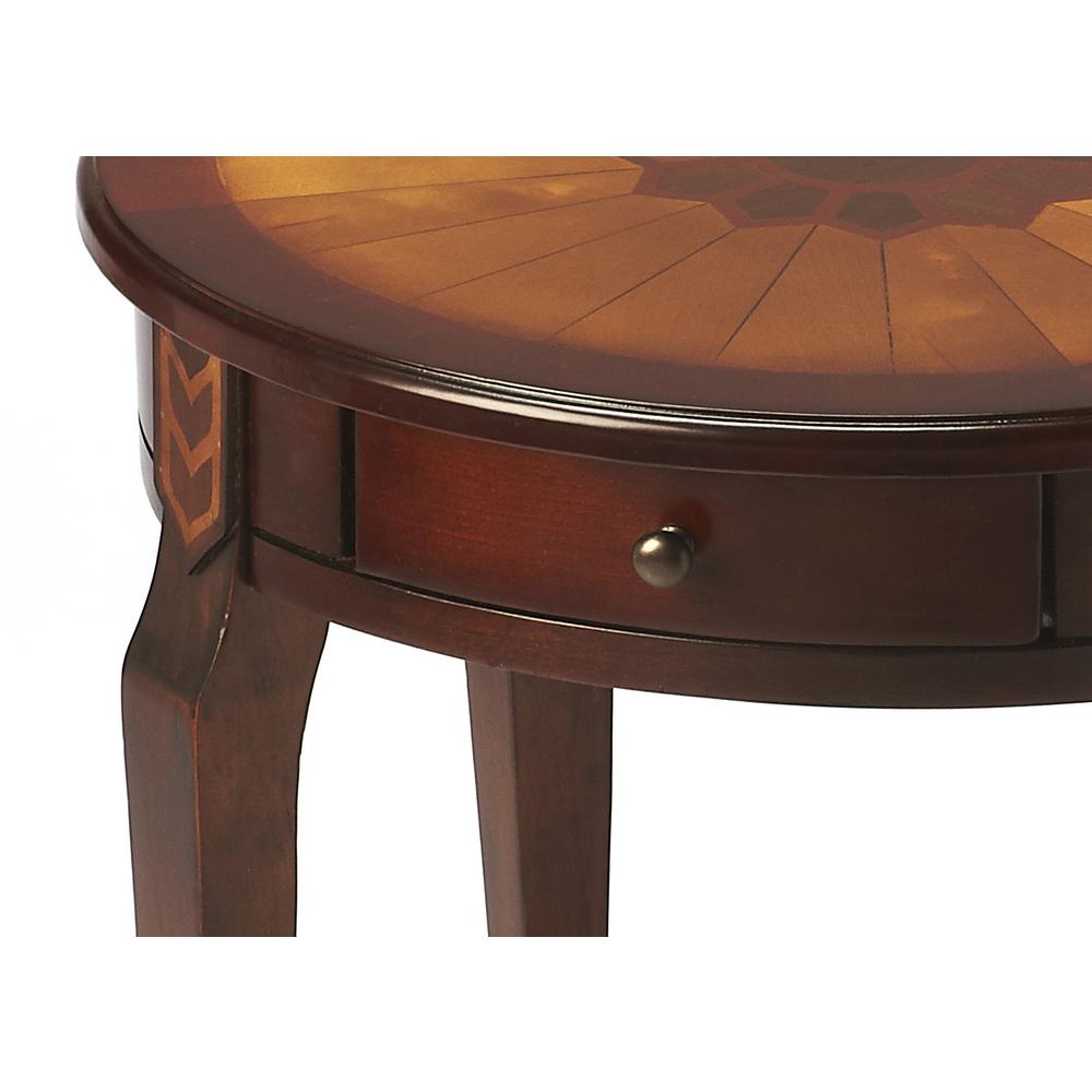 Company Archer 20 in. Round 1 Drawer Side Table, Dark Brown. Picture 3