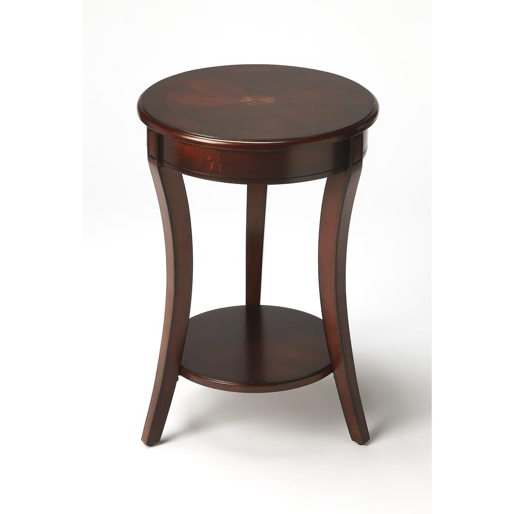 Company Holdin Round 18"W Side Table, Dark Brown. Picture 1