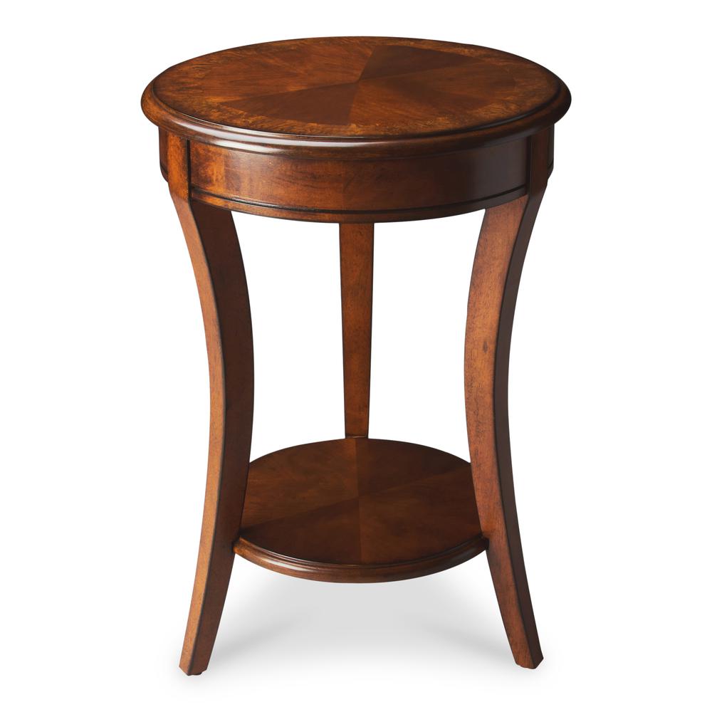 Company Holdin Round 18"W Side Table, Medium Brown. Picture 1
