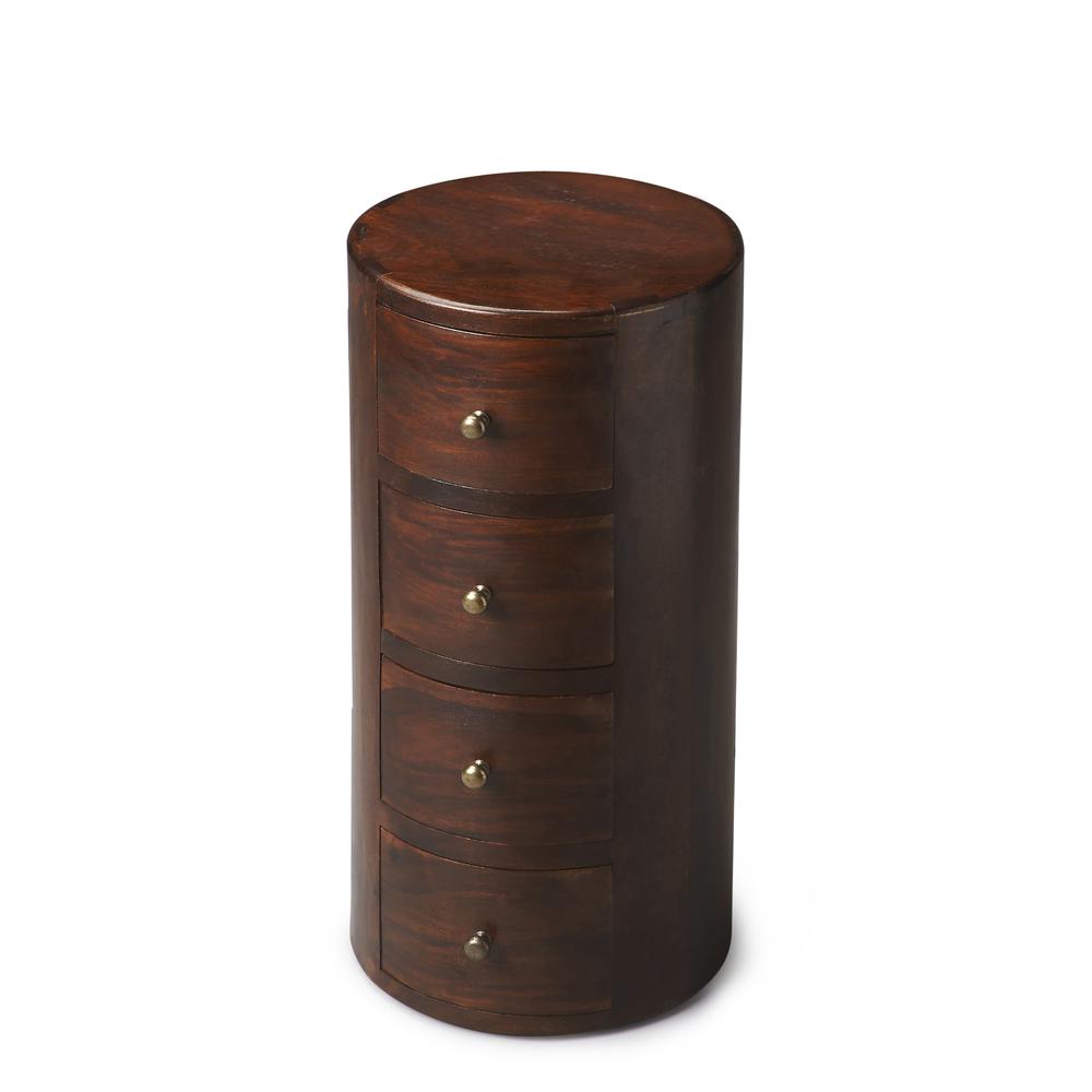 Company Liam Solid Wood End Table with Storage, Dark Brown. Picture 1