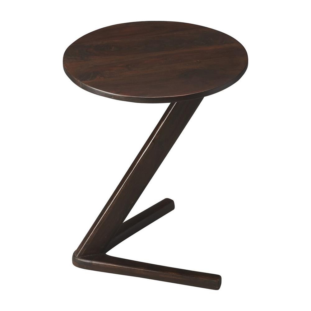 Company Zena Round 16.5"W Side Table, Dark Brown. Picture 1