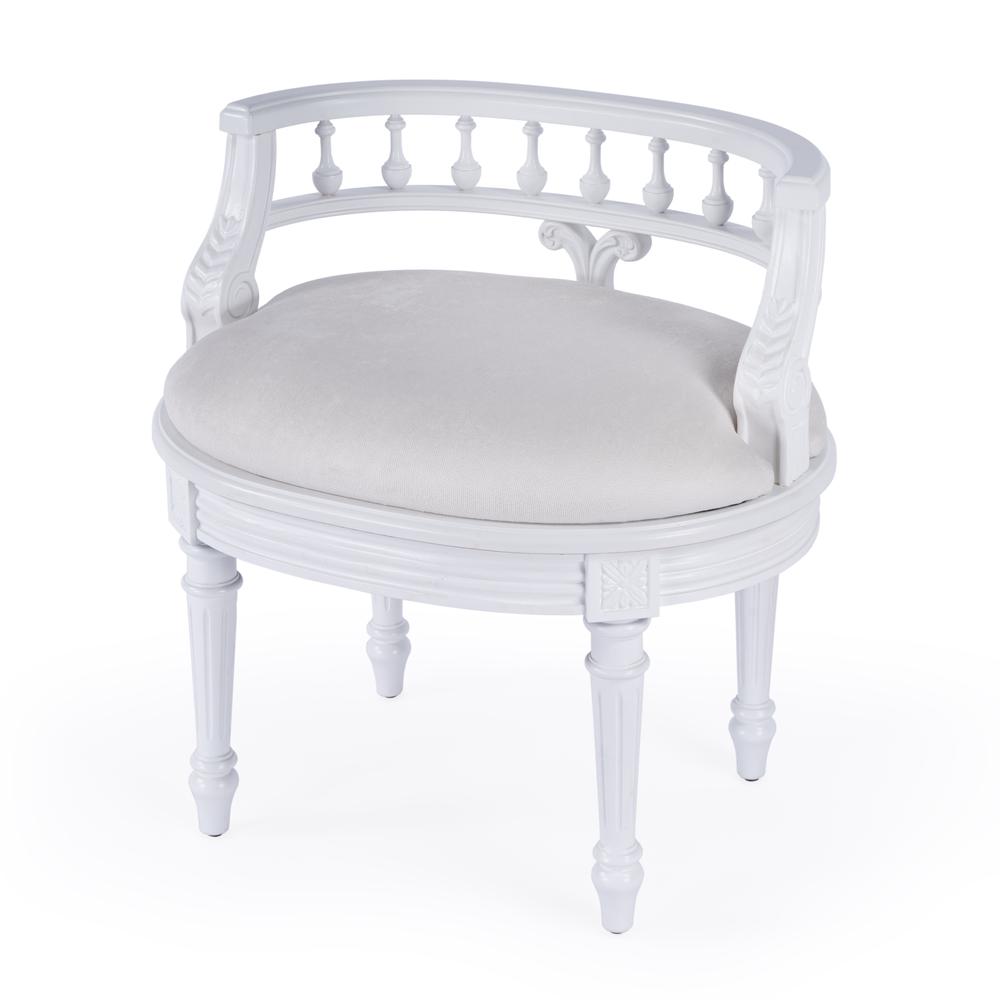 Company Hathaway 22.5 in. W Upholstered Vanity Seat, White. Picture 1