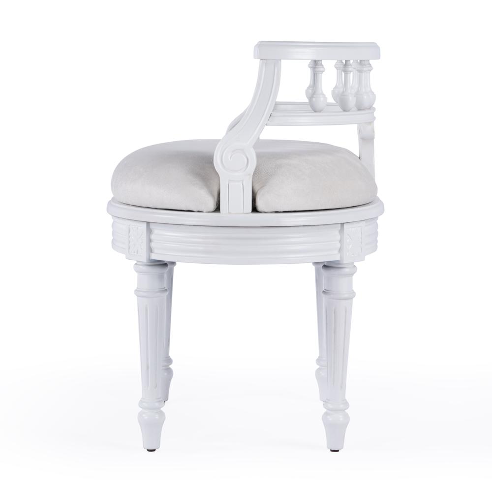 Company Hathaway 22.5 in. W Upholstered Vanity Seat, White. Picture 4